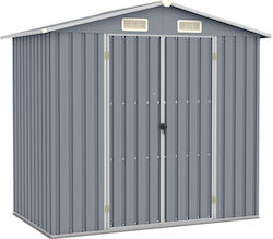 Metallic Galvanized Garden Warehouse with Double-Leaf Door & Air Vent Γκρι L2.05xW1.29xH1.83cm