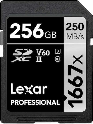 Lexar Professional SDXC 256GB Clasa 10 U3 V60 UHS-II