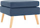 Stool Footstool Upholstered with Fabric Blue 54x54x43.5cm