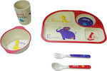 Feeding Set Ζωάκια made of Bamboo Multicolour 5pcs