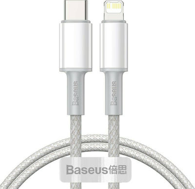 Baseus High Density Împletit USB-C la Cablu Lightning 20W Alb 1m (CATLGD-02)