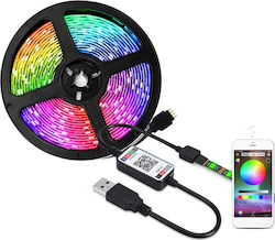 Ταινία LED Τροφοδοσίας USB (5V) RGB Μήκους 5m Τύπου SMD5050 Bluetooth