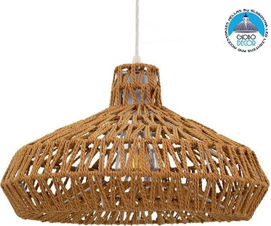GloboStar Rayne Κρεμαστό Φωτιστικό Καφέ Boho με Σχοινί για Ντουί E27 38x38x24εκ.