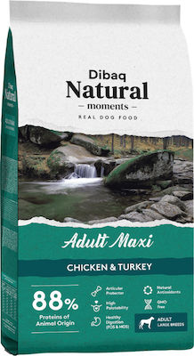 Dibaq Natural Moments 15kg Trockenfutter ohne Getreide & Gluten für erwachsene Hunde großer Rassen mit Türkei und Huhn