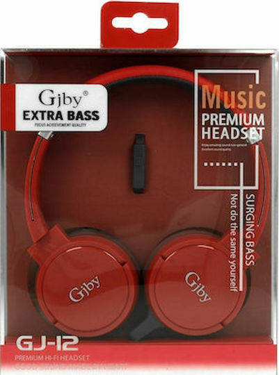 Gjby GJ-12 Wired On Ear Headphones Red