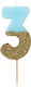 Talking Tables Birthday Candle Number "3" in Light Blue Color BDAY-CANDLE-BLU-4