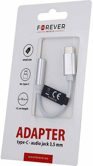 Forever Μετατροπέας USB-C male σε 3.5mm female Λευκό 1τμχ
