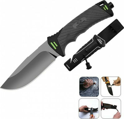 AlpinPro Bravedge Pocket Knife Survival Black with Blade made of Stainless Steel in Sheath