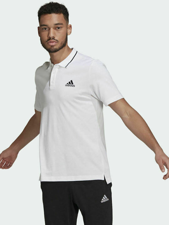 Adidas Ανδρικό T-shirt Polo Λευκό