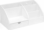 Plastic Office Organizer White 29x15x14cm Οργανωτής Γραφείου Λευκός Πλαστικός