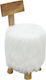 Stool Bar with Backrest Leather White 40x40x72cm