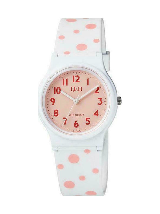 Q&Q Kids Analog Watch Πουά with Rubber/Plastic Strap White