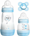 Mam Σετ Πλαστικά Μπιμπερό Easy Start Anti-Colic Starter Set Κατά των Κολικών με Θηλή Σιλικόνης 260ml για 0+ μηνών 3τμχ Μπλε Φάλαινα