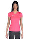 Arena Run Mesh Solid Women's Athletic Blouse Short Sleeve with V Neck & Sheer Pink