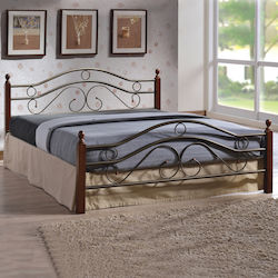 Κρεβάτι Διπλό Μεταλλικό Μαύρο με Τάβλες για Στρώμα 150x200cm