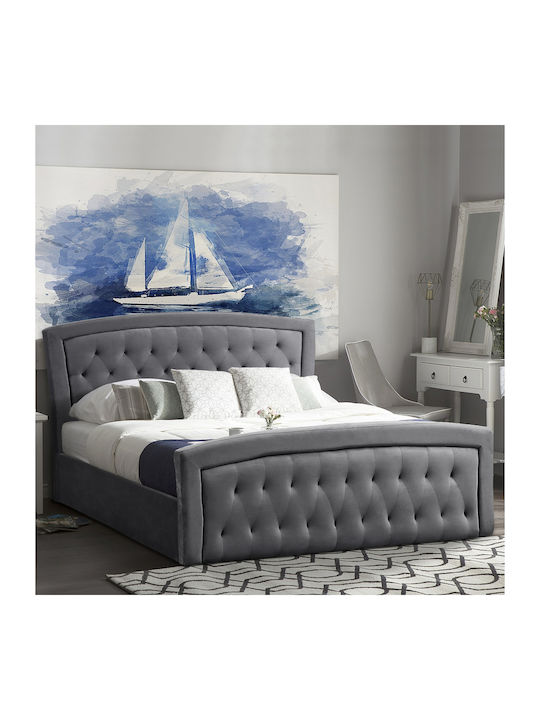 Doppelbett Mit Samt Bezogen Mit Samt Graue Mit ...