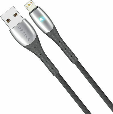 Optiva Braided / LED USB-A to Lightning Cable Black 1m (OPC21i)