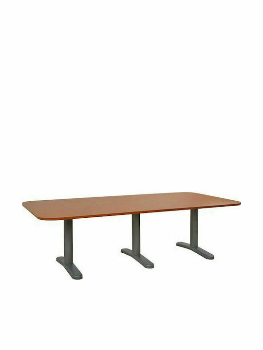 Meeting Table Wooden Grey / Cherry with Metal Legs 240x120x75cm