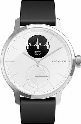 Withings ScanWatch Hybrid Oțel inoxidabil 42mm Rezistent la apă cu pulsometru (Alb)