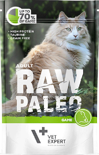 VetExpert Raw Paleo Adult Game Υγρή Τροφή για Ενήλικες Γάτες σε Φακελάκι με Κυνήγι χωρίς Γλουτένη 100gr