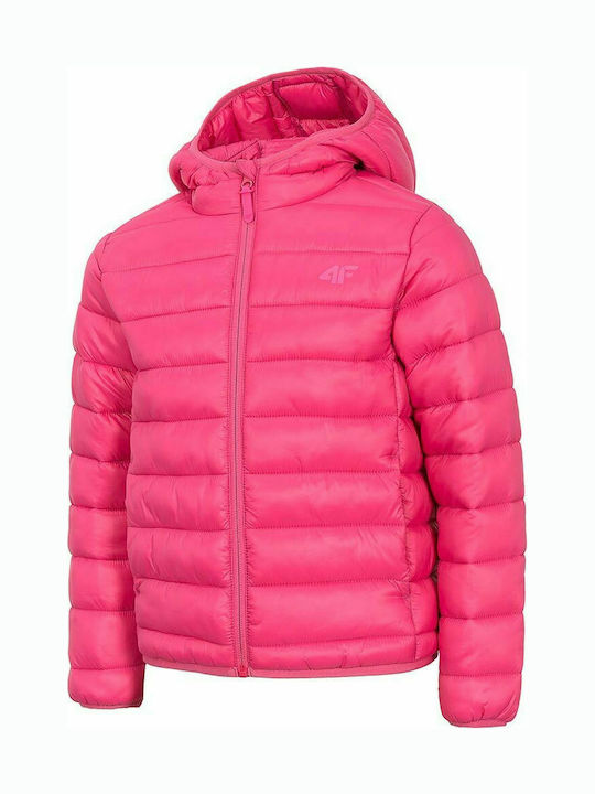 Kinder Sportjacke Kurz mit Kapuze Fuchsie