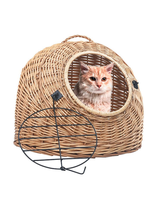 vidaXL Cușcă de transport pisici 45x45x60cm Maro