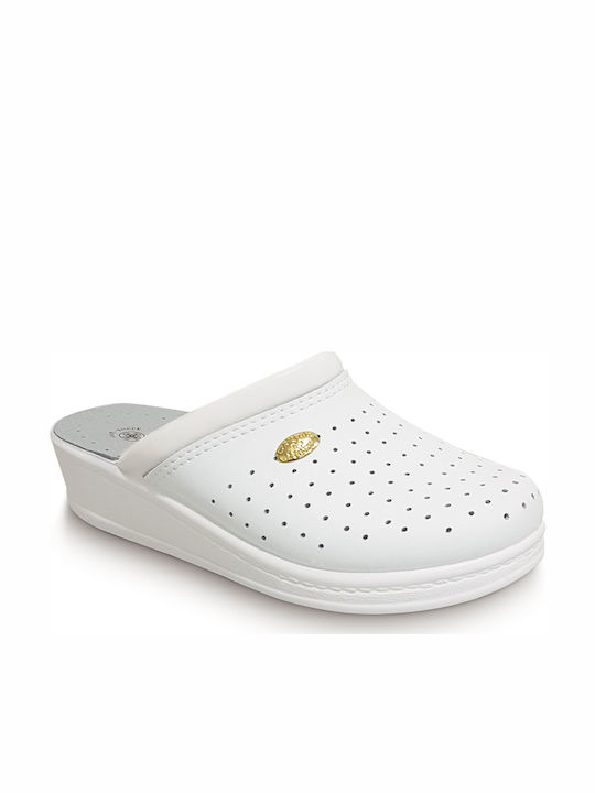 Sanital Light Damen Leder Anatomisch Clogs Weiß