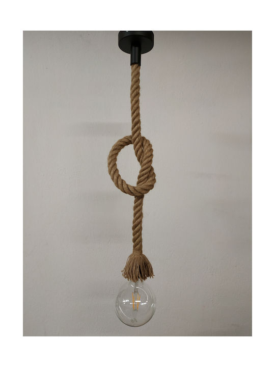 C&L003R Pendant Light Single-Light with Rope for Socket E27 Brown