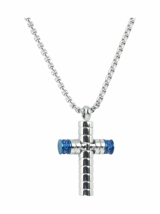 Rosso Amante Crucifix Bărbat din Oțel cu Lanț