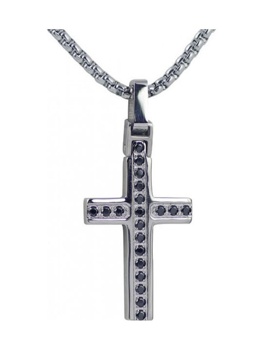 Rosso Amante Men's Cross from Steel with Chain