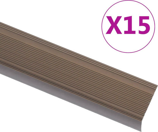 vidaXL Profil Aluminium für Treppen Profil für Treppen Form Γ 15Stk. Braun 90cm Aluminium 90x90x3cm 15Stück