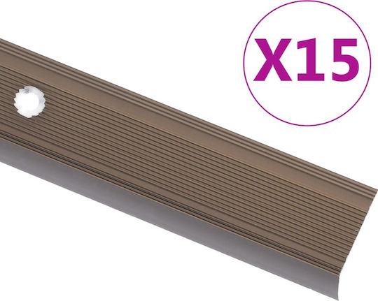 vidaXL Profile Aluminum for Steps Profile for Steps Shape Γ 15pcs. Brown 90cm Aluminum 90x90x3cm 15pcs