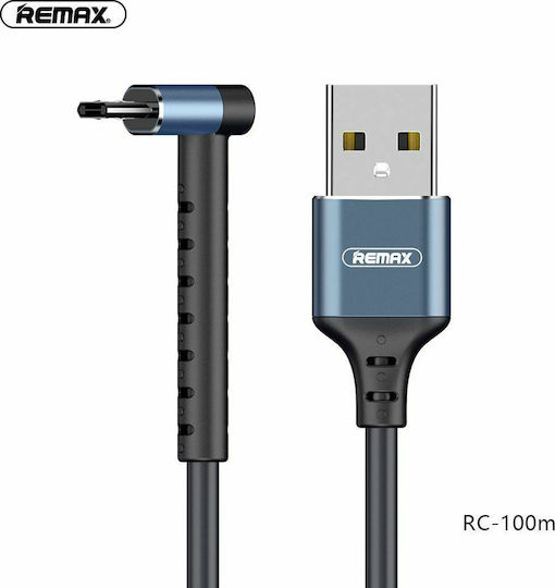 Remax Angle (90°) / Regular USB 2.0 to micro USB Cable Μαύρο 1.0m (RC-100m)