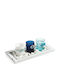 Parisis Tray With 3 Tealights & Stones Candle Holder suitable for Tealights Wooden 3 Seats 1pcs