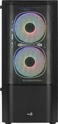 Aerocool Quantum Mesh v3 Gaming Midi Tower Computer Case with Window Panel and RGB Lighting Black