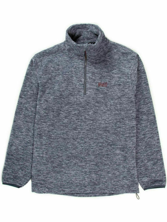 Basehit Herren Langarmshirt Ausschnitt mit Reißverschluss Gray