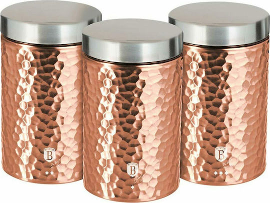 Berlinger Haus Metallic Line Σετ 3τμχ Βάζα για Καφέ με Καπάκι Μεταλλικό Καφέ 11x11x17.8cm 3τμχ