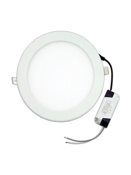 Eurolamp Round Recessed LED Panel 16W with Warm White Light 20x20cm