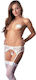 Mandy Mystery Spitzen-Strumpfbänder Set mit Strumpfhosen mit Spitze Weiß