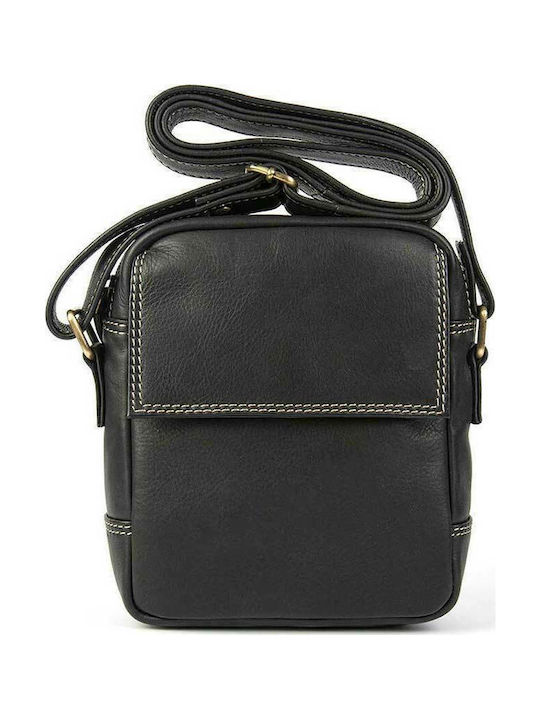 Fetiche Leather SAK-1512 Δερμάτινη Ανδρική Τσάντα Ώμου / Χιαστί σε Μαύρο χρώμα