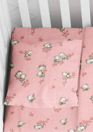 Dimcol Birds Baby Pillowcase Made of 100% Cotton Pink 35x45cm
