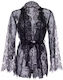 Leg Avenue Floral Lace Teddy with Robe Black