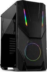 Inter-Tech IT-3303 Hornet Gaming Midi Tower Κουτί Υπολογιστή με Πλαϊνό Παράθυρο και RGB Φωτισμό Μαύρο