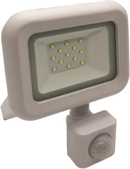 Eurolamp Waterproof LED Flood Light 10W Cold White 6500K with Motion Sensor IP44