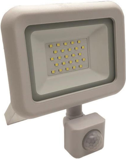 Eurolamp Водоустойчив LED Прожектор 20W Неутрално Бяло 4000K с Motion Sensor IP44