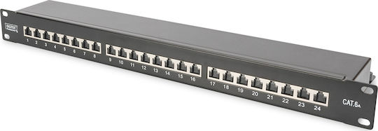 Digitus Patch Panel Shielded για Rack 1U 19" 24 Θυρών cat6a Μαύρο