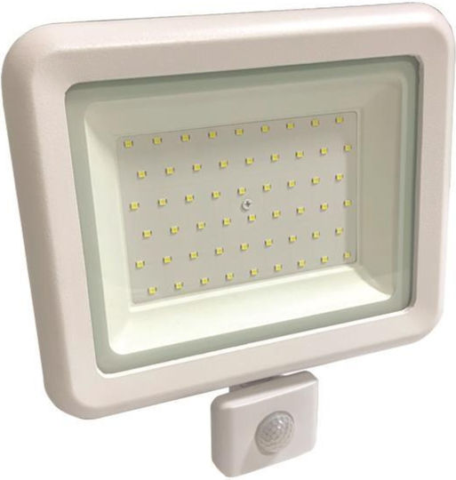 Eurolamp Στεγανός Προβολέας LED 50W Φυσικό Λευκό 4000K με Φωτοκύτταρο IP44