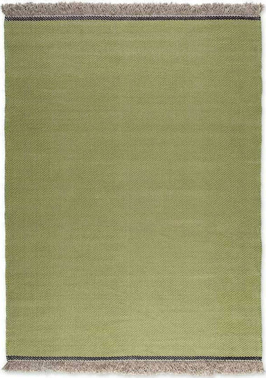 Tapicap Diagonio Handmade Rug Outdoor Rectangular with Fringes Green - Beige