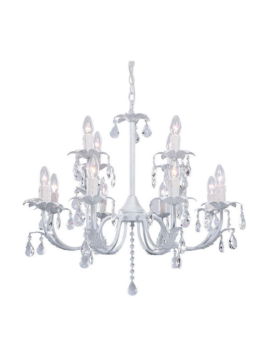 Inart Candelabru 12xE14 Ø27cm cu Lumânări Alb 3-10-048-0012