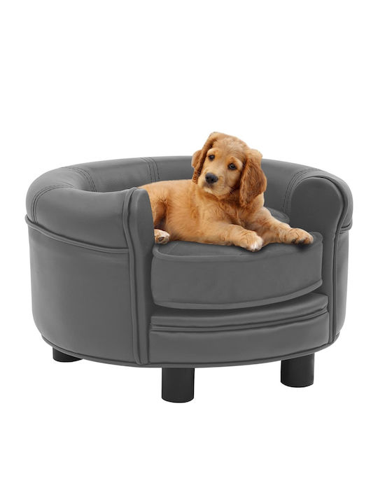 vidaXL Βελουτέ/Συνθετικό Δέρμα Sofa Dog Bed Γκρι In Gray Colour 48x48cm